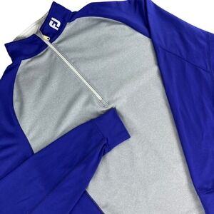 FootJoy 1/4 Zip Pullover Mens Medium Gray Blue Athletic Stretch Nylon Spandex